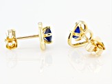 Pre-Owned Blue Sapphire Childrens 10k Yellow Gold Heart Stud Earrings .22ctw