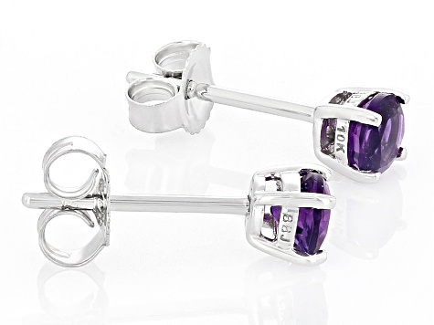 Pre-Owned Purple Amethyst Rhodium Over 10k White Gold Childrens Stud Earring 0.43ctw