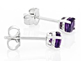 Pre-Owned Purple Amethyst Rhodium Over 10k White Gold Childrens Stud Earring 0.43ctw