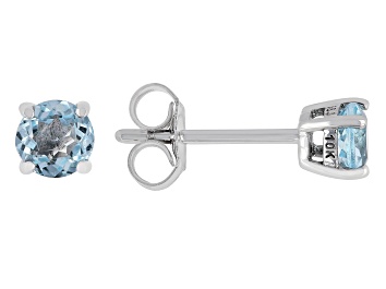 Picture of Pre-Owned Sky Blue Topaz Rhodium Over 10k White Gold Childrens Stud Earring 0.61ctw