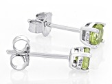 Pre-Owned Green Peridot Rhodium Over 10k White Gold Childrens Stud Earring 0.51ctw