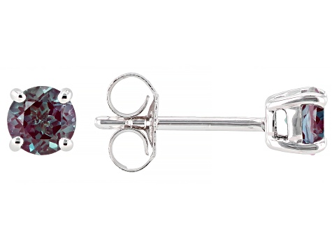 Pre-Owned Blue Lab Created Alexandrite Rhodium Over 10k White Gold Childrens Stud Earring 0.61ctw