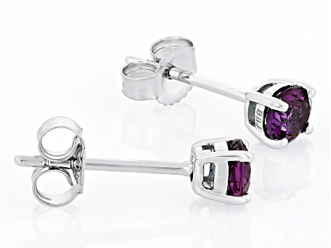 Pre-Owned Blue Lab Created Alexandrite Rhodium Over 10k White Gold Childrens Stud Earring 0.61ctw