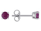 Pre-Owned Red Mahaleo® Ruby Rhodium Over 10k White Gold Childrens Stud Earring 0.67ctw