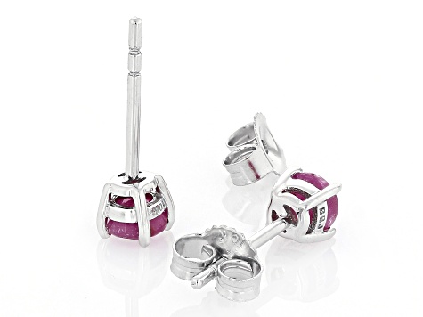 Pre-Owned Red Mahaleo® Ruby Rhodium Over 10k White Gold Childrens Stud Earring 0.67ctw