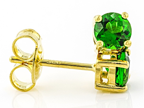 Pre-Owned Green Chrome Diopside 18k Yellow Gold Over Sterling Silver Childrens Stud Earrings 0.46ctw