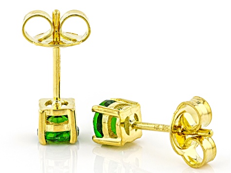 Pre-Owned Green Chrome Diopside 18k Yellow Gold Over Sterling Silver Childrens Stud Earrings 0.46ctw