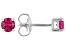 Pre-Owned Red Lab Created Ruby Rhodium Over Sterling Silver Childrens Birthstone Stud Earrings 0.46c