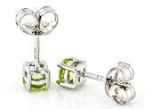 Pre-Owned Green Peridot Rhodium Over Sterling Silver Childrens Stud Earrings 0.46ctw