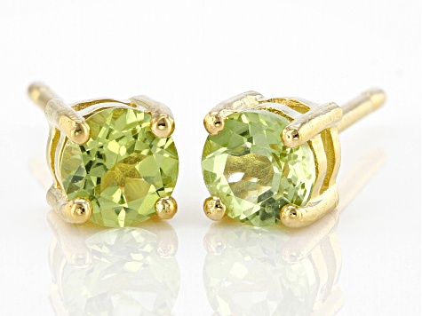 Pre-Owned Green Peridot 18k Yellow Gold Over Sterling Silver Childrens Stud Earrings 0.48ctw
