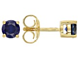 Pre-Owned Blue Lab Created Sapphire 18k Yellow Gold Over Sterling Silver Childrens Stud Earrings 0.5