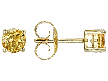Picture of Pre-Owned Yellow Citrine 18k Yellow Gold Over Sterling Silver Childrens Stud Earrings 0.40ctw