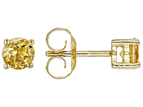 Pre-Owned Yellow Citrine 18k Yellow Gold Over Sterling Silver Childrens Stud Earrings 0.40ctw