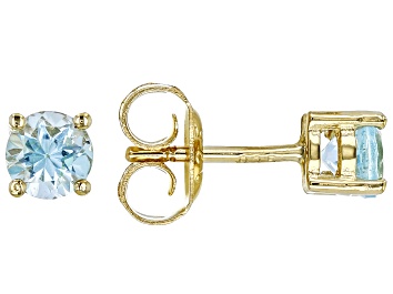 Picture of Pre-Owned Sky Blue Topaz 18k Yellow Gold Over Sterling Silver Childrens Stud Earrings 0.62ctw