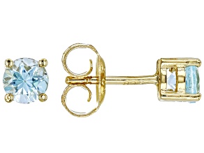 Pre-Owned Sky Blue Topaz 18k Yellow Gold Over Sterling Silver Childrens Stud Earrings 0.62ctw