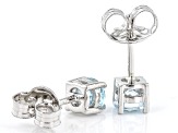 Pre-Owned Sky Blue Topaz Rhodium Over Sterling Silver Childrens Stud Earrings 0.48ctw