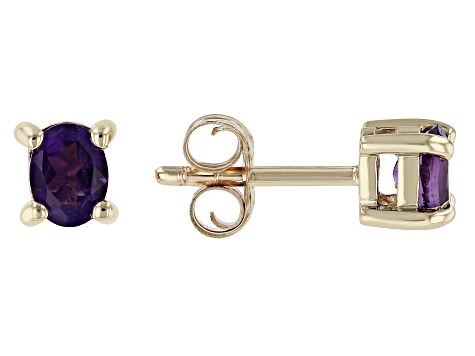 Pre-Owned Purple Amethyst 10k Yellow Gold Children's Stud Earrings 0.26ctw