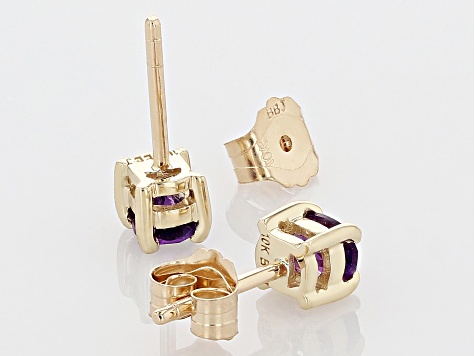 Pre-Owned Purple Amethyst 10k Yellow Gold Children's Stud Earrings 0.26ctw