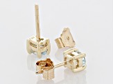 Pre-Owned Blue Aquamarine 10k Yellow Gold Children's Stud Earrings 0.26ctw