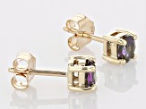 Pre-Owned Blue Lab Created Alexandrite 10k Yellow Gold Children's Stud Earrings 0.36ctw