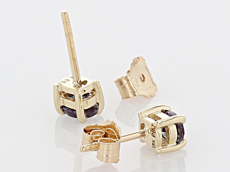 Pre-Owned Blue Lab Created Alexandrite 10k Yellow Gold Children's Stud Earrings 0.36ctw