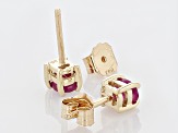 Pre-Owned Red Ruby 10k Yellow Gold Children's Stud Earrings 0.40ctw