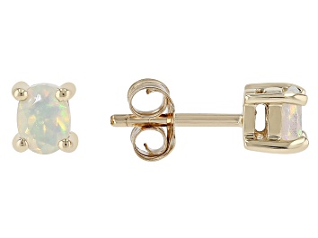 Picture of Pre-Owned Multi Color Opal 10k Yellow Gold Children's Stud Earrings 0.17ctw