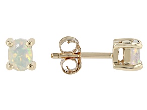 Pre-Owned Multi Color Opal 10k Yellow Gold Children's Stud Earrings 0.17ctw