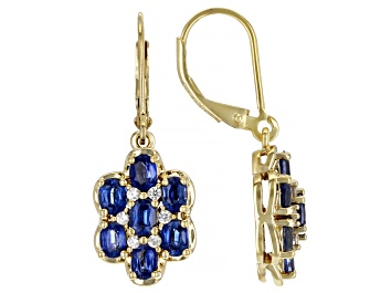 Picture of Pre-Owned Blue Kyanite 18k Yellow Gold Over Sterling Silver Earrings 3.16ctw