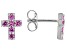 Pre-Owned Pink Lab Created Sapphire Rhodium Over Sterling Silver Childrens Cross Earrings .31ctw