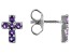 Pre-Owned Purple Amethyst Rhodium Over Silver Childrens Cross Earrings 0.14ctw