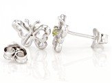 Pre-Owned Green Peridot Rhodium Over Sterling Silver Childrens Butterfly Stud Earrings .07ctw