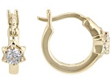 Pre-Owned White Zircon 10k Yellow Gold Childrens Star Hoop Earrings 0.14ctw