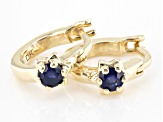 Pre-Owned Blue Sapphire 10k Yellow Gold Childrens Star Hoop Earrings 0.12ctw