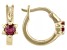 Pre-Owned Red Mahaleo® Ruby 10k Yellow Gold Childrens Star Hoop Earrings 0.12ctw