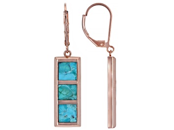 Picture of Pre-Owned Square Turquoise Inlay Copper Earrings
