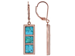 Pre-Owned Square Turquoise Inlay Copper Earrings