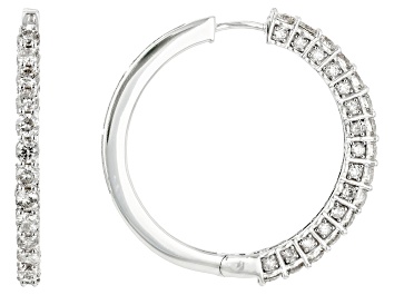 Picture of Pre-Owned White Diamond 10k White Gold Hoop Earrings 3.00ctw