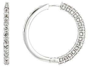 Pre-Owned White Diamond 10k White Gold Hoop Earrings 3.00ctw