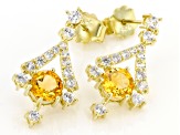Pre-Owned Yellow Citrine 18k Yellow Gold Over Sterling Silver Dangle Earrings 2.65ctw