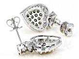 Pre-Owned Champagne And White Lab-Grown Diamond 14k White Gold Heart Cluster Earrings 1.49ctw