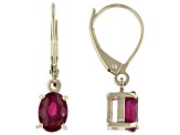 Pre-Owned Red Mahaleo® Ruby 10k Yellow Gold Dangle Earrings 1.70ctw
