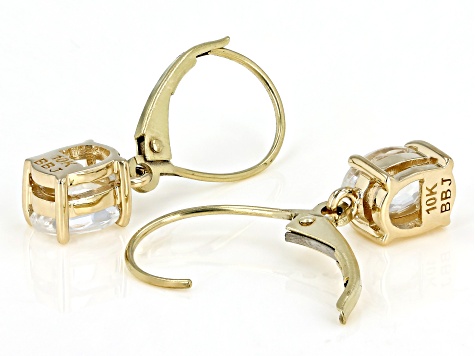 Pre-Owned White Zircon 10k Yellow Gold Earrings 2.14ctw