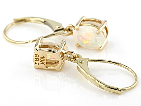 Pre-Owned Multicolor Ethiopian Opal 10k Yellow Gold Earrings .77ctw