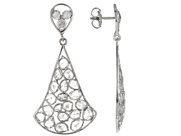 Picture of Pre-Owned Polki Diamond Sterling Silver Dangle Earrings
