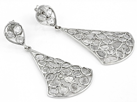 Pre-Owned Polki Diamond Sterling Silver Dangle Earrings