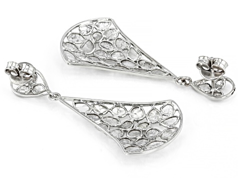 Pre-Owned Polki Diamond Sterling Silver Dangle Earrings