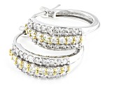 Pre-Owned Natural Yellow And White Diamond 14k White Gold Hoop Earrings 0.95ctw
