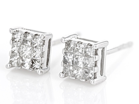 Pre-Owned White Diamond 14k White Gold Quad Earrings 0.35ctw