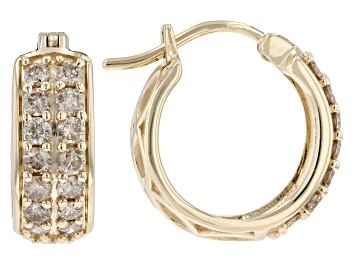 Picture of Pre-Owned Candlelight Diamonds™ 10k Yellow Gold Hoop Earrings 0.85ctw